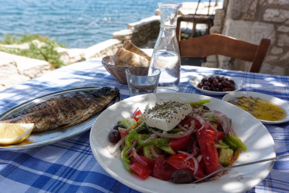 A meal at a Greek island taverna