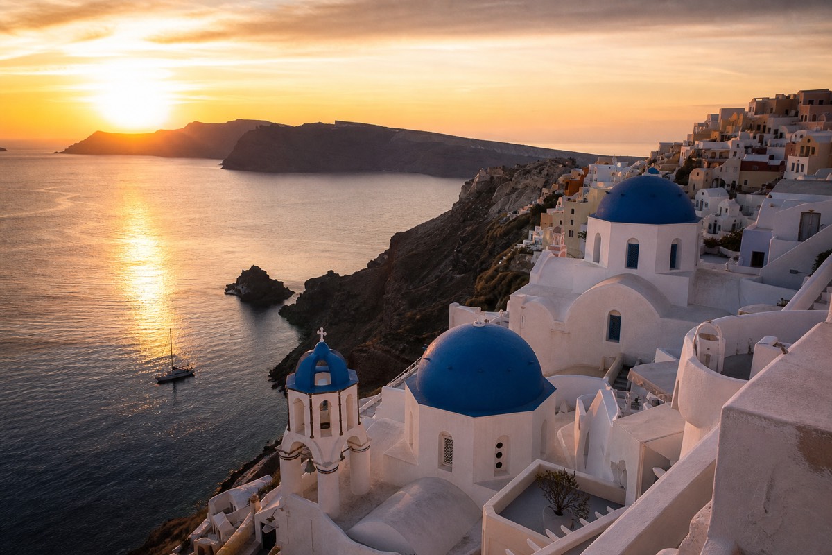 The volcanic caldera of Santorini