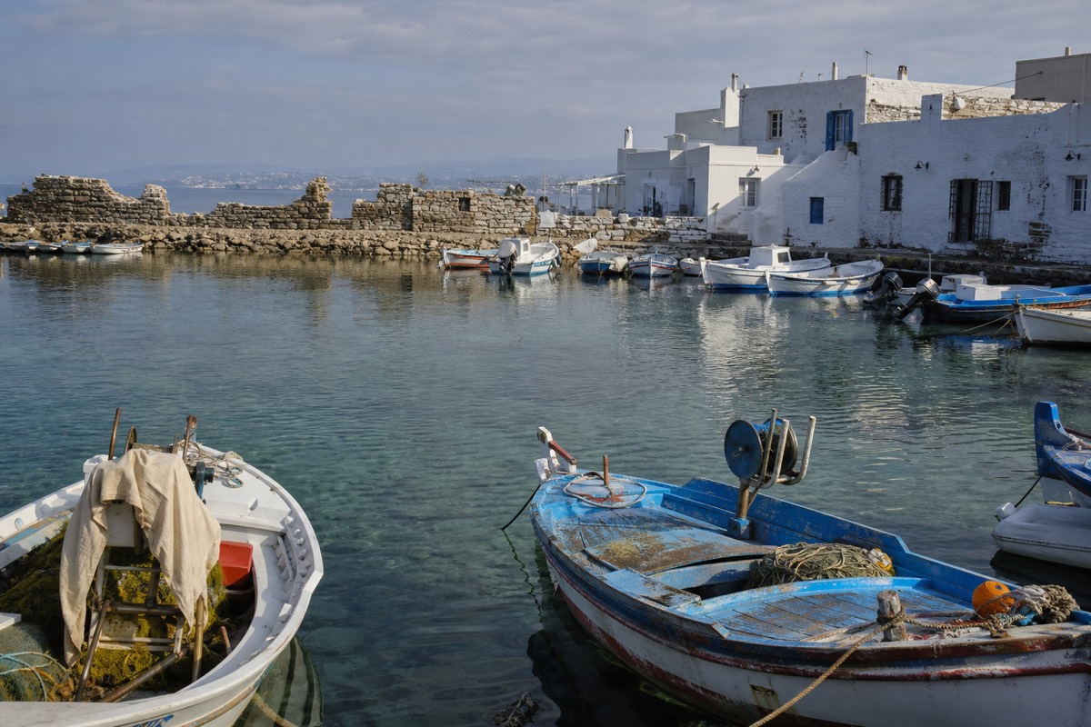 The fishing harbour of Naousa on Paros